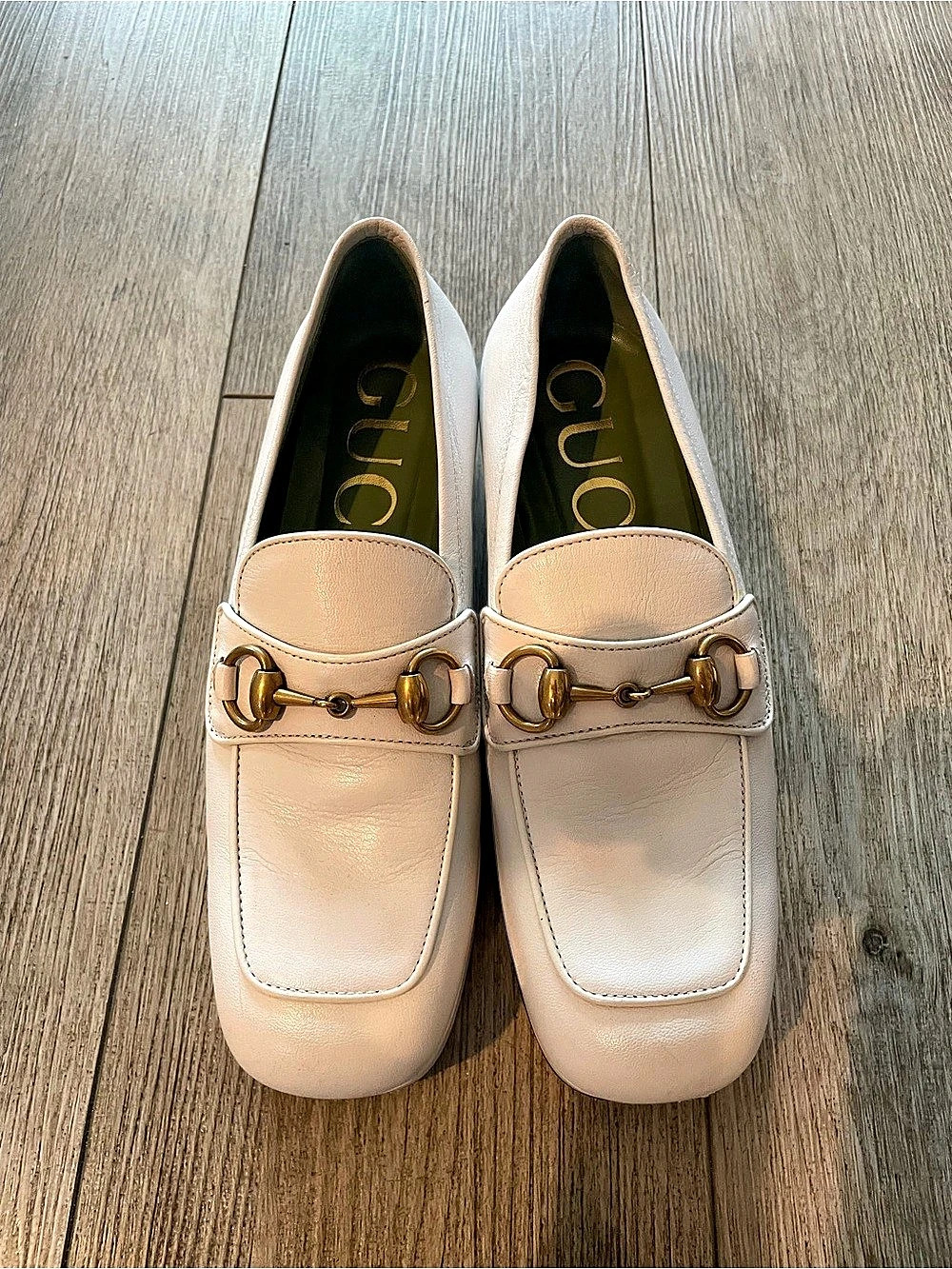 Gucci Horsebit Block Heel Platform Loafer White size 7 or 37